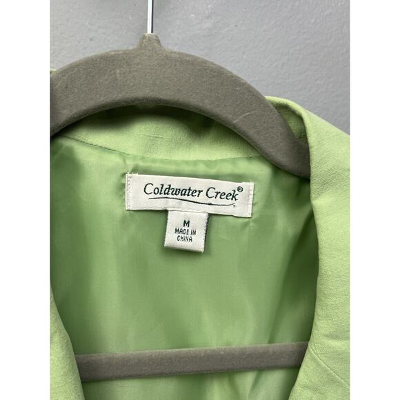 Coldwater Creek Jacket Womens Medium Silk/Linen Blend Open Front Lined Green - Picture 4 of 8